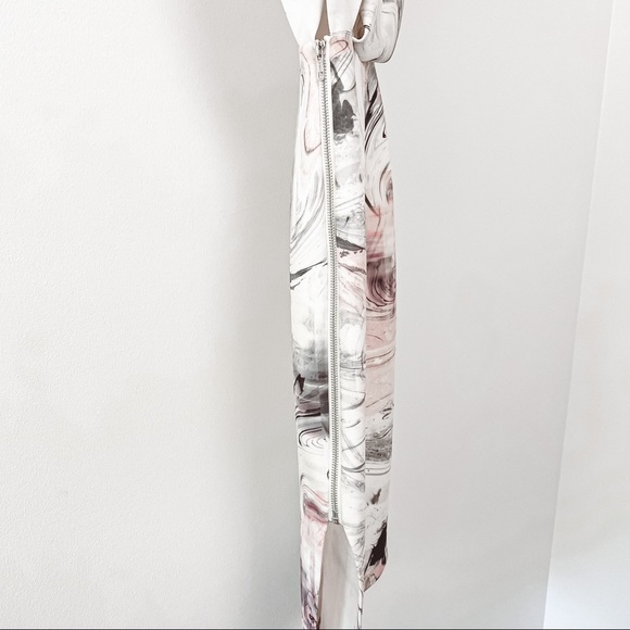 ASOS Open Top Marble Print Exposed Scuba Midi Dress Size 2 - Picture 6 of 12